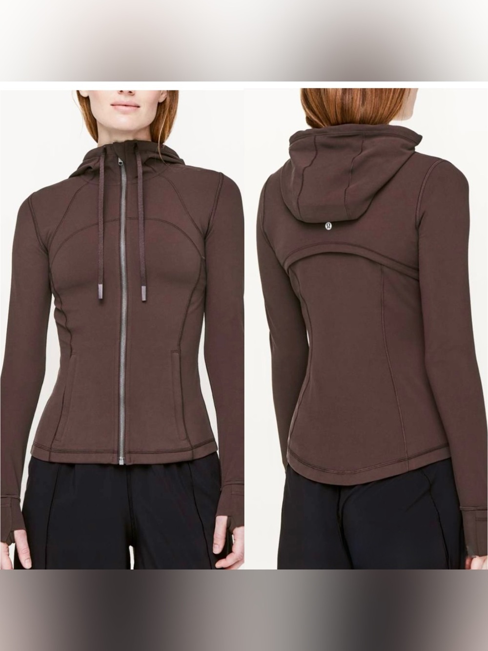 Lululemon Define Hooded Full Zip Nulu  Women’s 8 Black Satin (Espresso Brown)